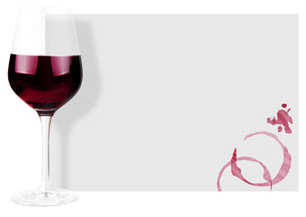 Rotwein Wein Glas isoliert mit Rotwein Flecken Hintergrund