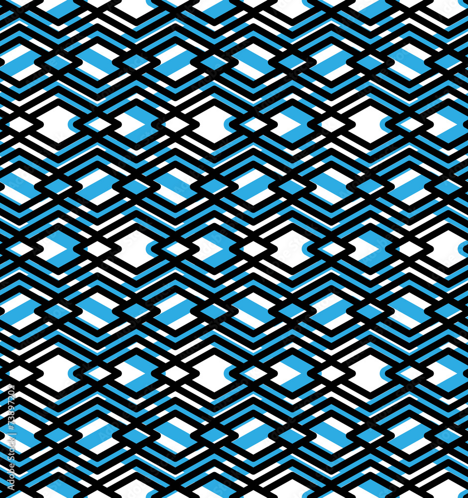 Poster blue abstract seamless pattern with interweave lines. vector orn