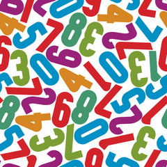 Colorful seamless pattern, bright decorative numbers with rounde