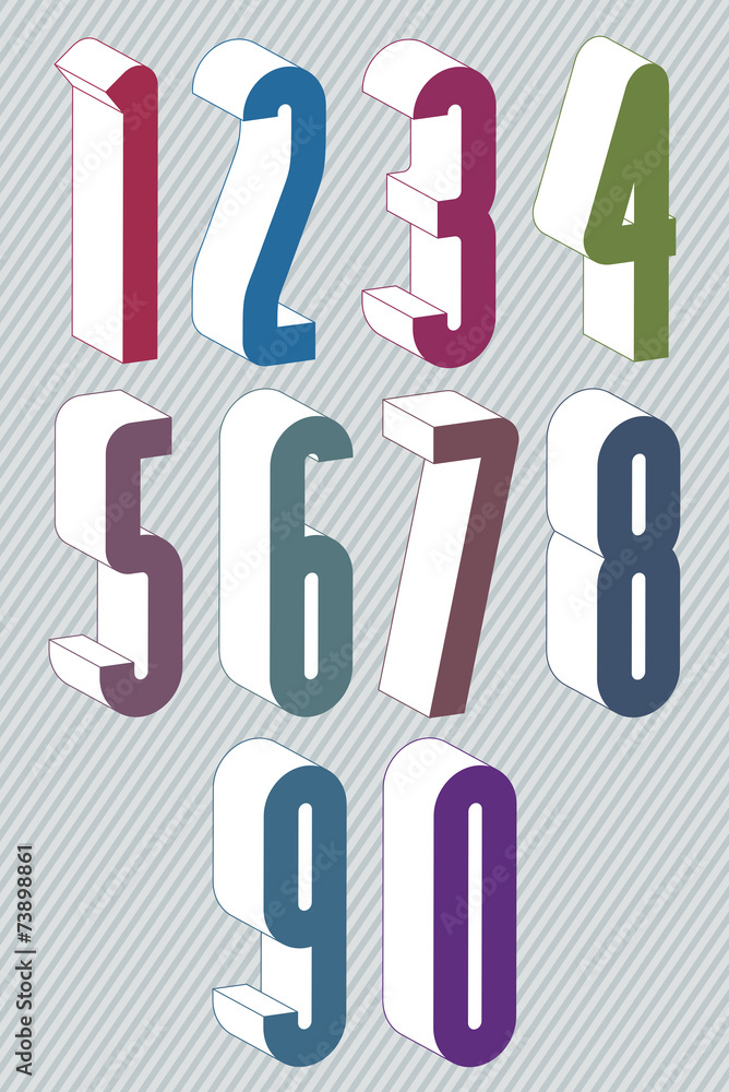 Poster 3d extra tall numbers set made with round shapes.