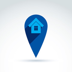 Vector home illustration, real estate icon. Touristic sign, mono