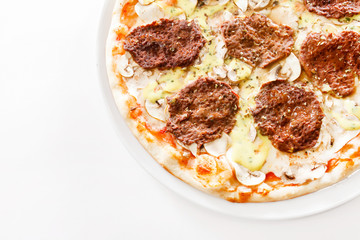 pizza with beef