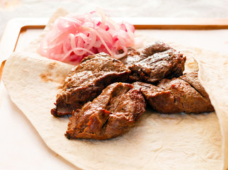 Grilled kebab meat