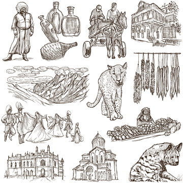 Georgia (travel collection) - full sized hand drawn illustration