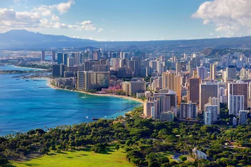 Poster Spectacular view of Honolulu city © MNStudio