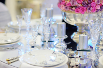 Table set for an event party or wedding reception