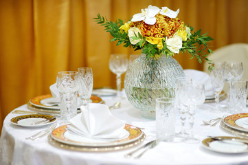 Table set for an event party or wedding reception