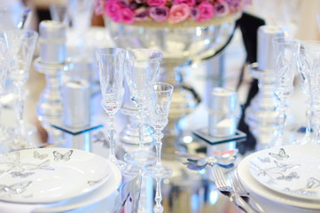 Table set for an event party or wedding reception