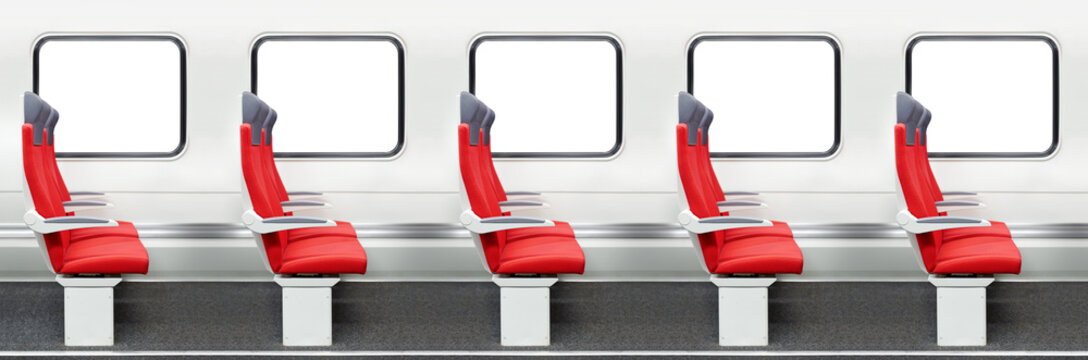 Fototapeta Passenger chairs in a modern train