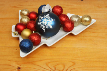 Baubles in dish