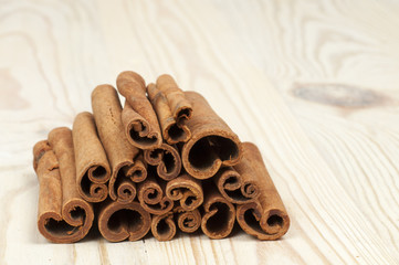 cinnamon on wooden table