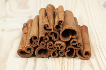 cinnamon on wooden table