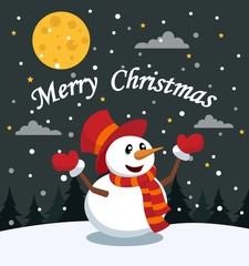 Christmas card with snowman