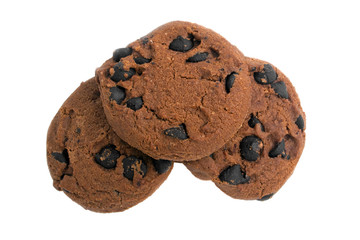Chocolate chip cookies isolated on a white background