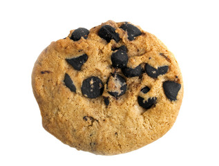 Chocolate chip cookie isolated on white background