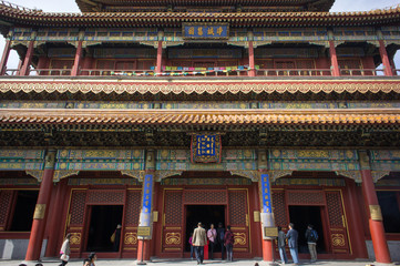 Fototapeta premium Tourist in Tiananmen forbidden city