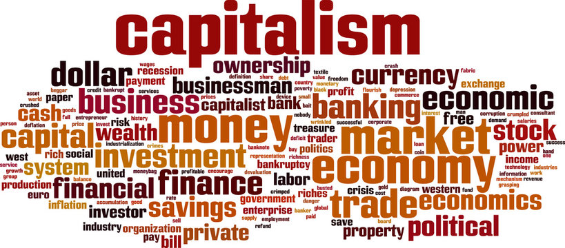 Capitalism Word Cloud Concept. Vector Illustration