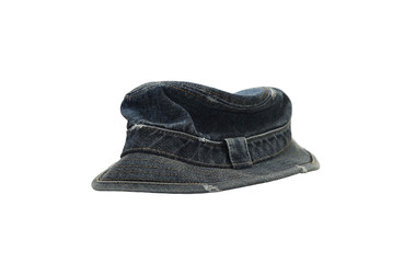 Dark blue denim hat isolated on white