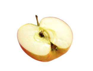 Half an apple on a white background