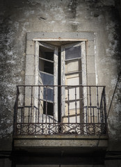 balcony with a broken window