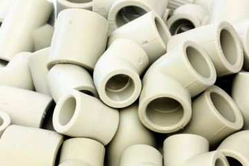 A lot of combined fittings for plastic pipes