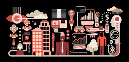 Tableau sur plexiglas Art abstrait Currency, payments and money transfer  ©  danjazzia