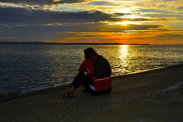 Romantic sunset over the sea