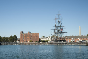 Fototapeta na wymiar USS Costitution moored in Boston Harbor
