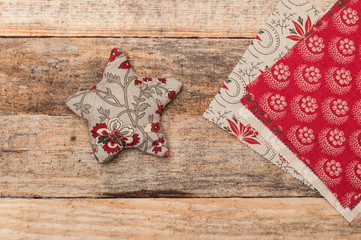 Handmade christmas decoration, Star made of fabric