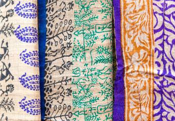 Indian shawls in a market