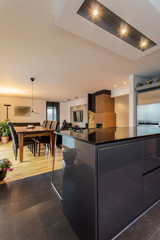 Open kitchen and dining room