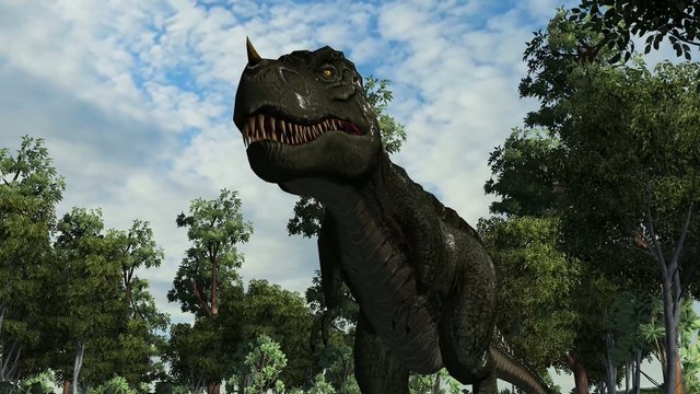 T-Rex Tyrannosaurus Dinosaur in a prehistoric scene
