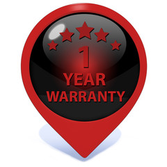 One year warranty pointer icon on white background