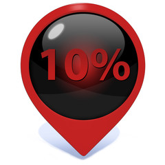 Ten percent pointer icon on white background