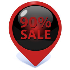 Sale ninety percent pointer icon on white background