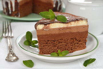 Slice of chocolate cheesecake