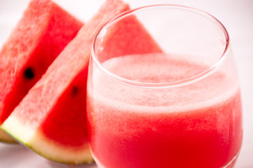 Fresh water melon juice on white