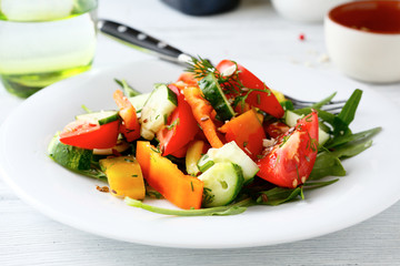 Salad with tomato pepper and cucumber