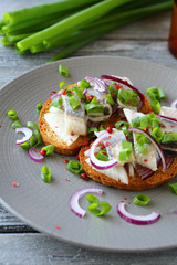 delicious canapes with seafood
