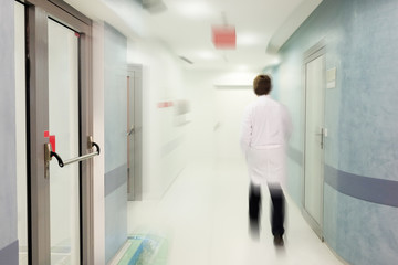 Interior of a hospital corridor