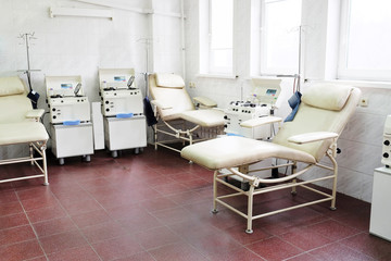 Interior of the office for reception of donor blood