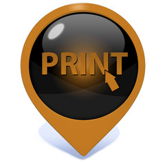 Print pointer icon on white background