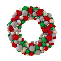 Christmas wreath of baubles isolated