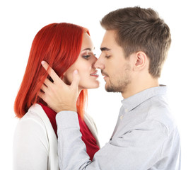 Loving couple isolated on white