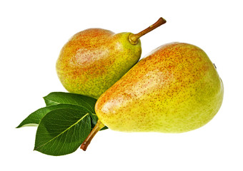 Fresh pears isolated on white background