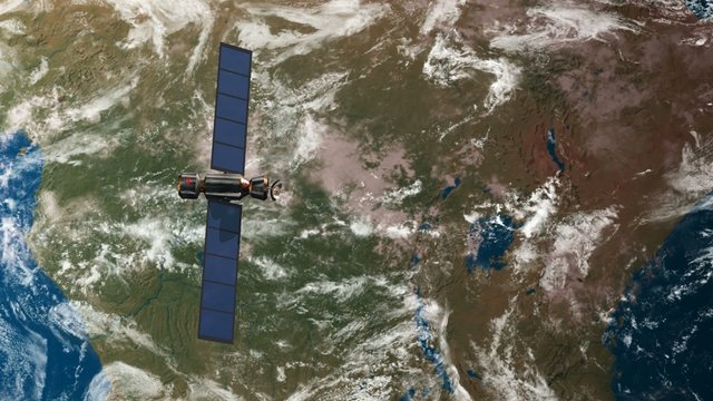 satellite in fly over the earth - close up