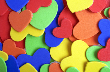 Colored hearts background