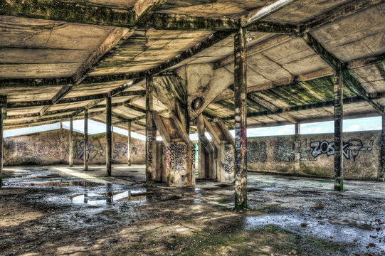 Inside an abandoned industrial building