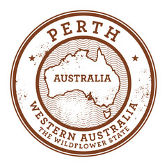 Grunge rubber stamp with the text Australia, Perth