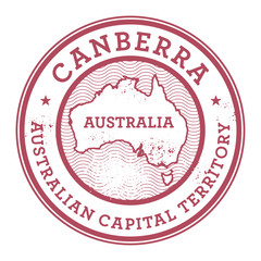 Naklejka premium Grunge rubber stamp with the text Australia, Canberra